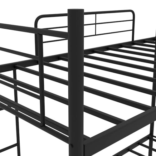 Image of TEKAVO Bunk Bed I Safety Guardrail I Easy-Climb Ladder I Metal Bed I Kids bunk Bed I Modern Bedroom Furniture I DIY (Black- Vista)