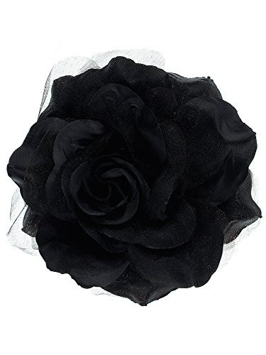 Image of Women's Multifunction Rose Flower Sheer Petal Brooch Pin Hair Tie Clip