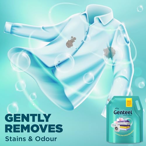 Image of Genteel Matic Liquid Detergent Refill Pouch for Front load Washing - 2kg | No Soda Formula | with Added Fabric Conditioner