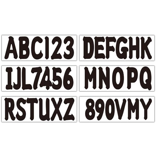 Image of 3 inch Registration Numbers and Letters Marine Sticker Decal | 4 Sets Alpha-Numeric Vinyl Letter for Jet Ski PWC Personal Watercraft Black