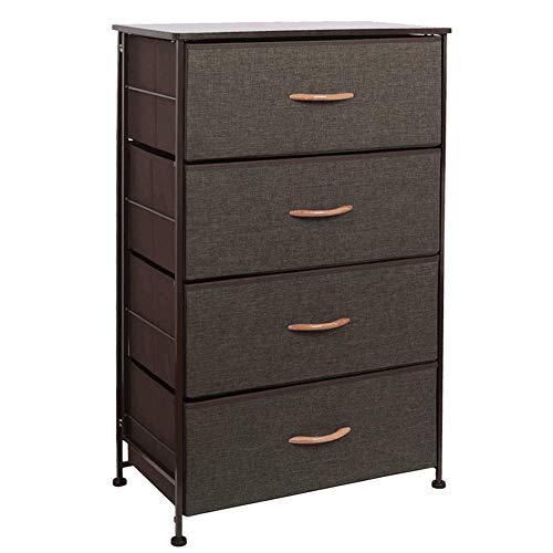 WAYTRIM Fabric 4 Drawers Storage Organizer Unit Easy Assembly, Vertical Dresser Storage Tower