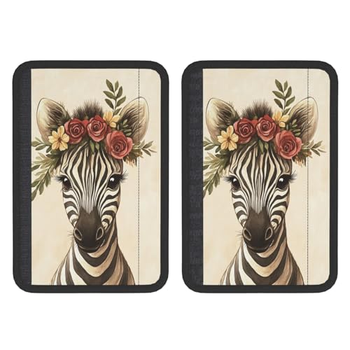 Cute Zebra with Flower Crown Car Seat Belt Cover 2 Pack Seatbelt Strap Shoulder Pad Protector Universal Comfort for Car