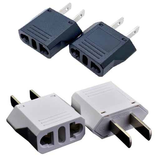 4 Pack of ALINNA Europe to US Plug Adapter, Australia China Italy Switzerland Europe to US America Travel Plug Adapter AC Outlet Power Converter (White + Black)