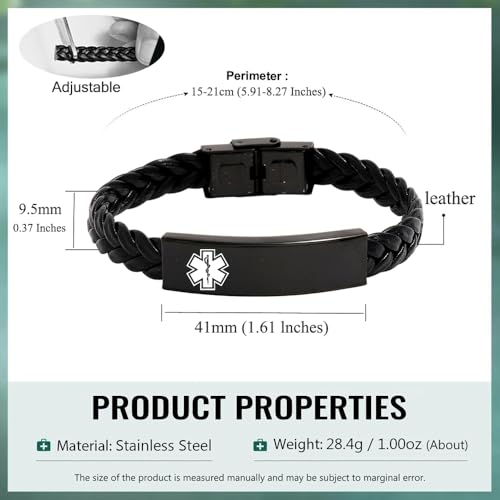 Pulsera de identificación trenzada con símbolo médico miniatura 5