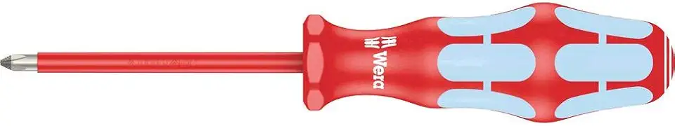 WERA 3162 VDE Stainless Phillips Screwdriver, PH 1 Tip Size x 80 mm Blade Length