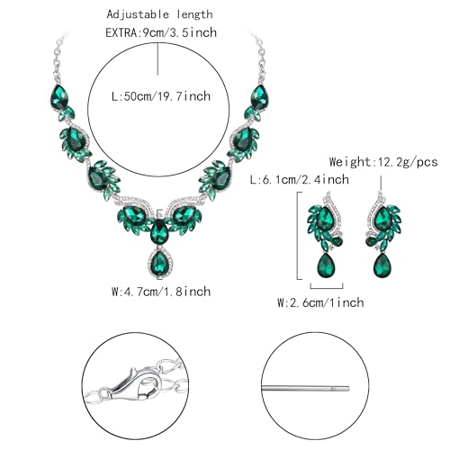 EVER FAITH Damen Schmuckset Kristall Hochzeit Blumen Blatt Träne Halskette Ohrringe Set