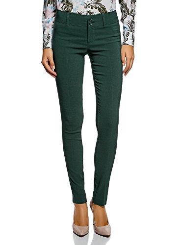 oodji Ultra Femme Pantalon Stretch Slim Fit, Vert, FR 36 / XS