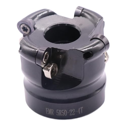 Image of 1.97 inch /50mm Cutting Dia 4 Flute EMR 5R50-22-4T Shell Cutter Set, R8 Arbor | 45 Indexable Face Mill, R8 FMB22 7 /16-20 Shank Face Mill Arbor with 10Pcs RPMW1003 Round Carbide Insert and T15 Wrench