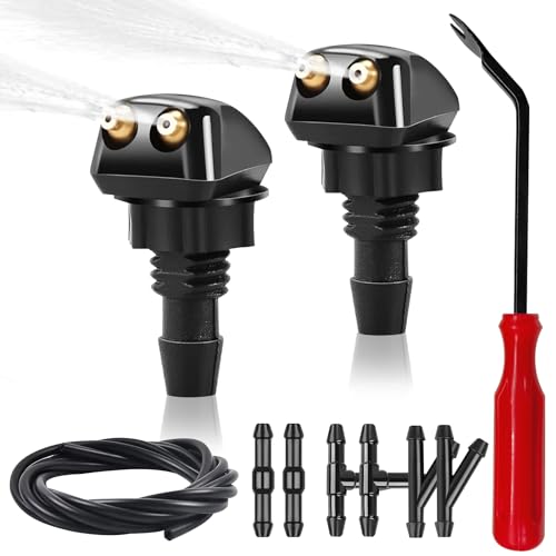 xbrtaia 2 Pack Front Windshield Washer Nozzles Kit Including Adapters and Hoses