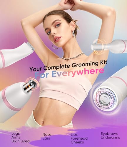 Facial Hair Remover For Women,4-In-1 Bikini Trimmer Women,Usb C Mini Lady Shavers With 4-Level Battery Indicator (25%, 50%, 75%, 100%) Eyebrow Razor,Nose Trimmer,For Face Nose/Ear Body,Easy To Clean - 3