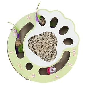 Ruwshuuk Katzenkratzer Karton mit Federkugelspielzeug