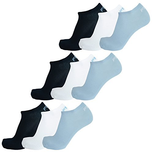 FILA 9 Pares Calcetines, Invisible Zapatillas unisex, monocromo, 35-46 (3 x Paquete de 3) - SKY, 35-38 (3-5GB)