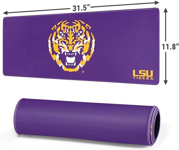 Skinit Large Gaming Mouse Pad - Officially Licensed Purple LSU Tiger Mascot Design with Stitched Edges, Waterproof, Non-Slip Rubber Base, Desk Mat for Keyboard & Mouse, 31.5" x 11.8" inches
