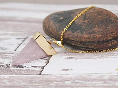 Rose Quartz Necklace with 14k Gold - Natural Pink Crystal Pendant Necklaces - Real Stone - Echos Healing Stones Handmade Jewelry - Stone of Love and Beauty - Gifts for Women - Gift for Anniversary - Valentine's Day - Birthday - Image 5