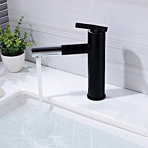 Grifo de lavabo negro mate giratorio y mezclador monomando alto para baño doméstico