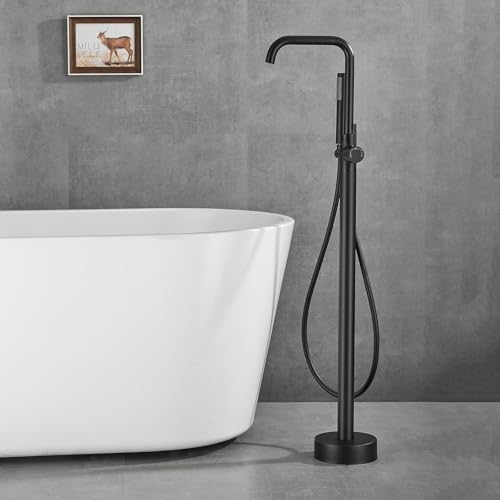 Mitigeur bain-douche autoportant noir avec ensemble de douche design - 3