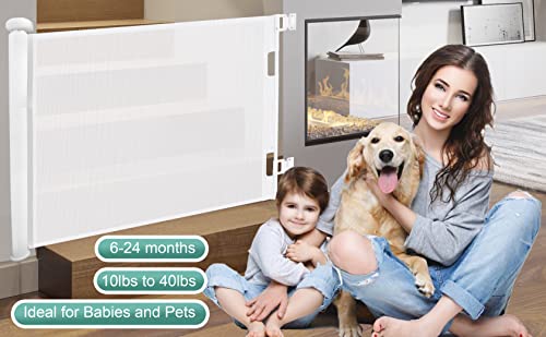 Retractable Baby Gate 86x140cm- Safety Mesh Baby Gate/Dog Gate, 33inch Tall and Extends up to 55inch Wide for Stairs, Doorways, Hallways, Banisters Indoor and Outdoor (White) - Image 6