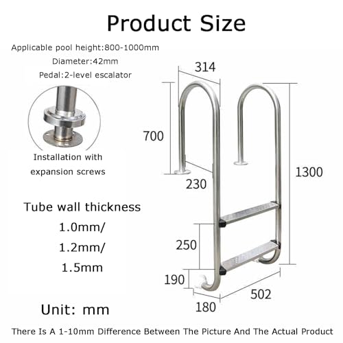 Escalera para piscina de acero inoxidable de 2 pasos miniatura 2