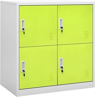 vidaXL Lockable Locker Cabinet Storage Organizer Office Cabinet Light Grey and Green 90 x 45 x 92.5 cm Steel
