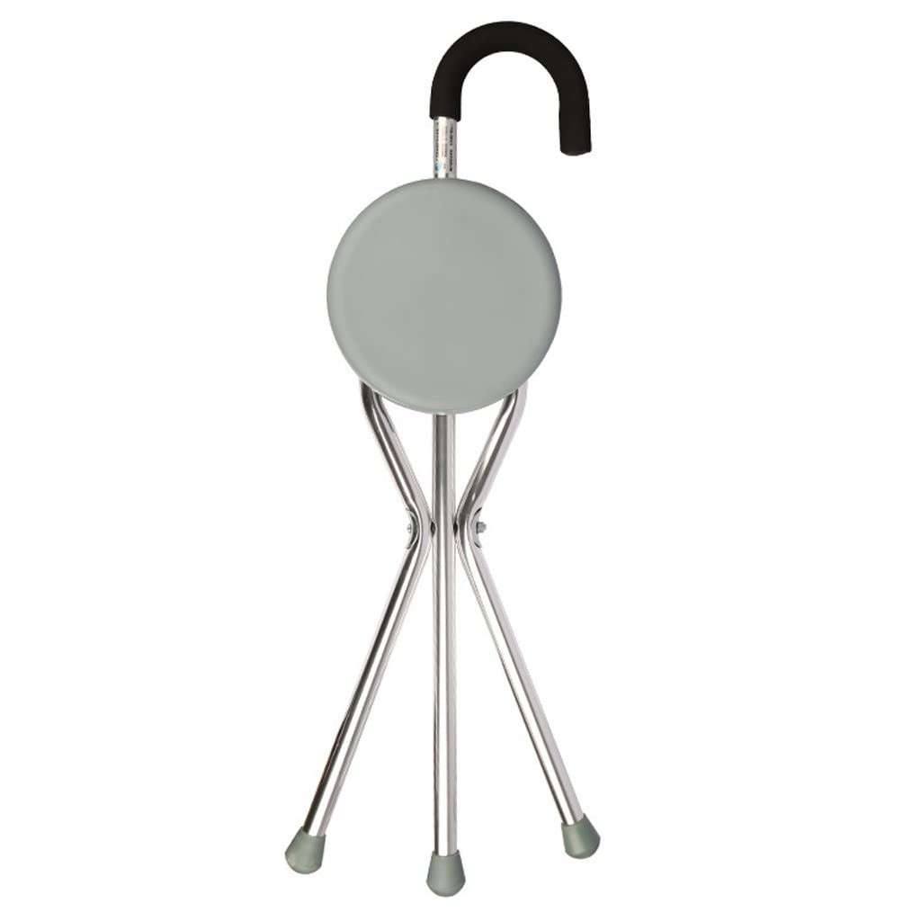 GCX- Taburete de muleta for Ancianos, Taburete Plegable Multifuncional de aleación de Aluminio, Asiento telescópico Antideslizante Firma