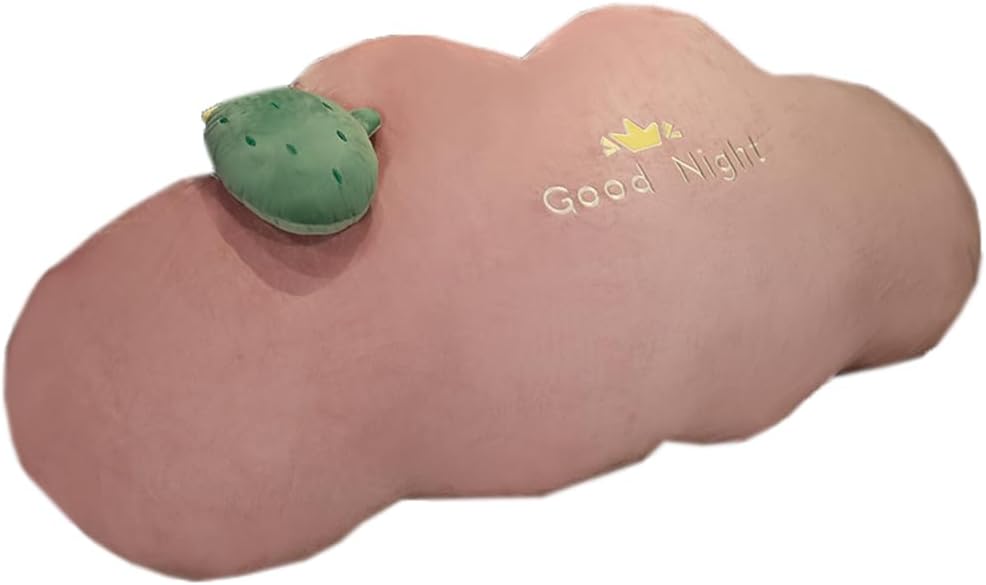 Cloud Bed Backrest Pillow Soft Cute Plush Pillow Waist Cushion Sleeping Neck Pillow Chair Lumbar Support Pillow (Pink Cactus, 60CM/23.6Inch)