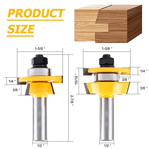 Image of Shaker Rail and Stile Router Bits, Newdeli 1 /2 Inch Shank Tongue and Groove Router Bit, Professional Carbide Milling Cutters for Woodworking for Cabinet Door
