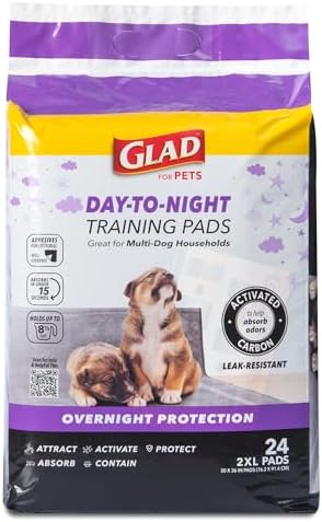 Glad for Pets Activated Carbon Puppy Training Pads, Giant Size | Charcoal Puppy Pads for Dogs, Large Dog Pee Pads | Super Absorbent and Leak Proof Wee We Puppy Pee Pads | 24 Pack Puppy Pads