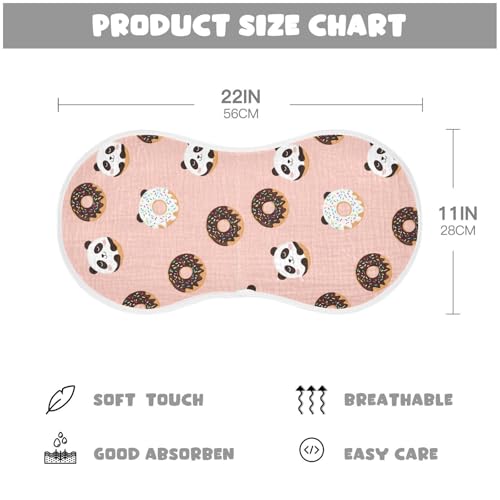 J JOYSAY Donuts Panda Salmon Baby Burp Cloths for Boys Girls Large 22''x11'' Cotton 4 Layer Neutral Burp Clothes for Infant Unisex one sizex42