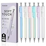 FIOVER Gel Pens, 6 Pcs 0.5mm Quick Dry Black Ink Pens, Fine Point Smooth Writing Pens, Retractable with Silicone Grip, High-End Cute Aesthetic Office School Supplies, Gifts for Women Men (6pcs black)