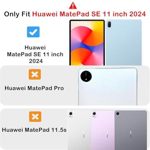 Image of 360 Rotating Tablet Case for Huawei MatePad SE 2024 (11 Inch) | Shockproof Stand Flip Cover, Hand Strap, Anti-Slip Interior, Multi-Angle Grooves