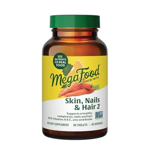 MegaFood Skin, Nails & Hair 2 - Multivitamin for Women & Men with Vitamin C, Vitamin E, Biotin, Zinc & More - Gluten Free, Vegan & Made without Dairy & Soy - 90 Tabs (45 Servings)