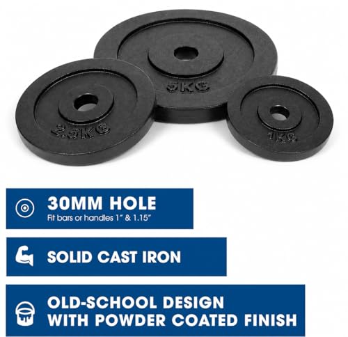 Image of Cast Iron Weight Plates for Home Gym (Centre Hole 30mm)- Standard Gym Plates for Strength Training, Durable & Rust-Resistant, Multiple Weight Options | From the House of Healthycliq | Sedex Certified | Bodybuilding Fitness And Core Fitness (4KG (1KG X 4), Cast Iron)