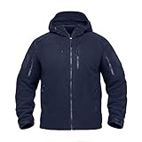 KEFITEVD Fleecejacke Herren Military Winter Thermo Jacke Übergangsjacke für Safari Angeln Wandern Herbstjacke Männer Fleece Freizeitjacke Dunkelblau XL