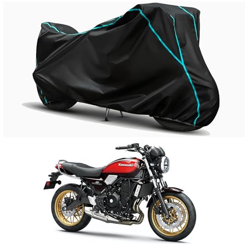 Image of Waterproof Bike Body Cover Compatible for | KawasaZ650RS | Taffeta Fabric, Sky Piping Design, Bottom Elastic Fit | Dustproof, Sun UV & Rain Protection for All Weather.