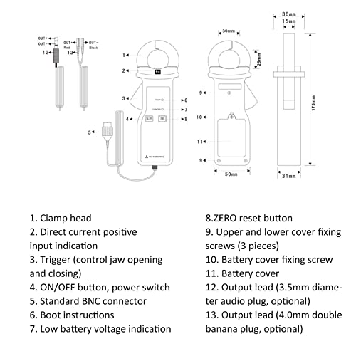 Image of AC /DC Current Clamp Meter Current Sensor Mini BNC Connector Anti Interference for Electrical Testing 035AD