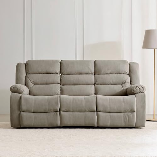Image of Home Centre | Cairo NXT 3-Seater Electric Recliner Sofa | Fabric Recliner for Living Room | Solid Wood | Beige | 1 Year Warranty