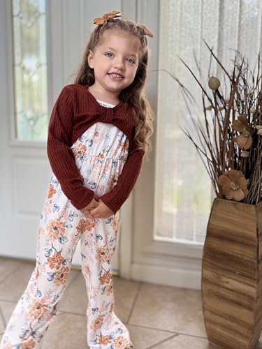 Image of HIHA Girls Sleeveless Jumpsuits Outfit Long Sleeve Twist Front Tops Romper Clothes Set Size 4-12