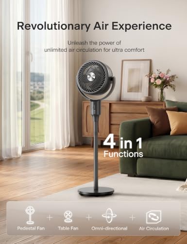 Image of PELONIS Omni-Directional Air Circulator Fan with Remote for Bedroom, Grey