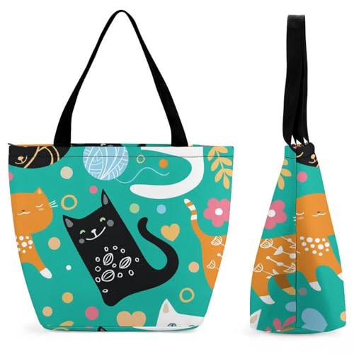 Sac à main pour femme Chaton Noir grand format grand volume idéal voyage et shopping