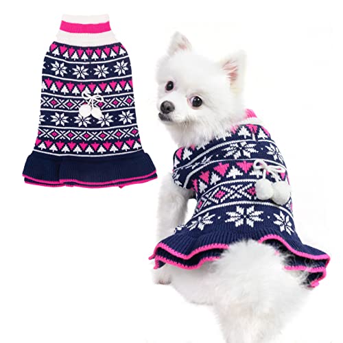 EXPAWLORER Dog Sweater for Small Dogs - Turtleneck Knitwear Dog Cold Weather Clothes with Leash Hole, Christmas Dog…