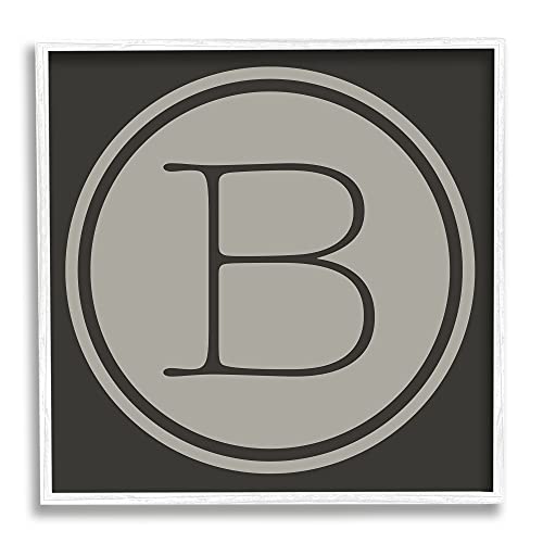 Stupell Industries Modern B Initial Round Elevator Key Shape Framed Wall Art