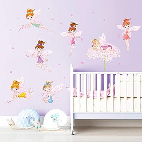 ufengke Flower Fairies Wall Stickers for Kids Cover