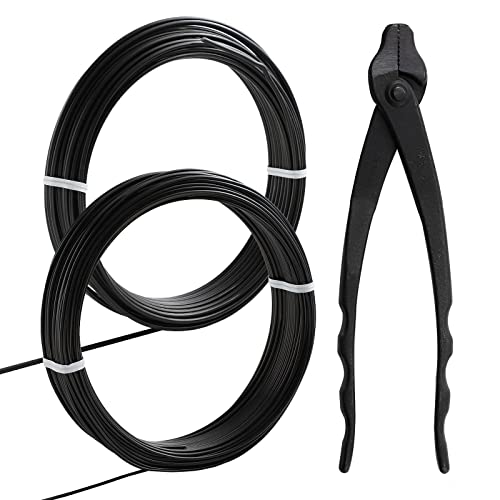 Wazakura 3Pcs Aluminum Bonsai Wire Tool Kit With 2 Sizes (1.5Mm + 2.5Mm) And Wire Cutter Made In Japan, 2 Roll Bonsai Training Wire And Pliers Starter Set (1.5 Mm, 2.5 Mm + Wire Cutter, Black) #TOP11