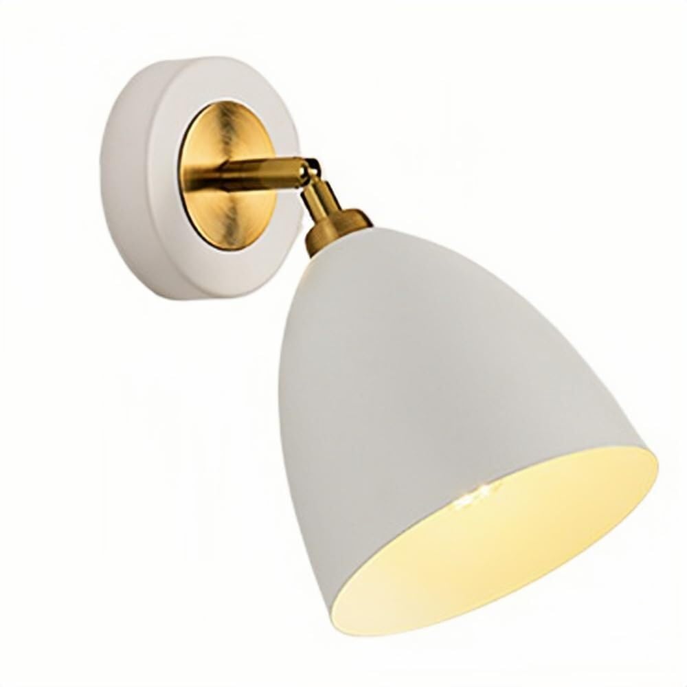 JYBNBBE Minimalist Bedside Wall Lamp, Adjustable Rotating Reading Light, E26 Modern Wall Mount Fixture,White