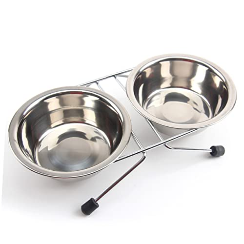 Toddmomy Comedero de Inoxidable Perros con Soporte Antideslizante Estación de Alimentación Doble Comida y Perros