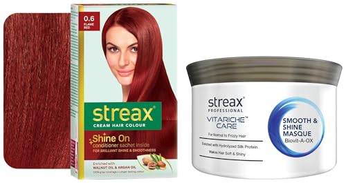 Streax Permanent Hair Colour, 100% Grey coverage Vitariche Care Smooth And Shine Masque, Fresh Fragrance For Dry Hair Type, 200G,1 Count