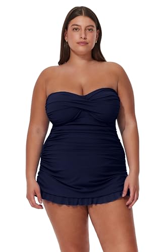 Profile by Gottex Women's Tutti Frutti Plus Size Bandeau Swimdress