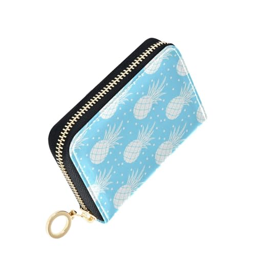 Women's Pineapple Credit Card Holder Wallet Leather Zipper Card Case for Ladies Girls 20300730