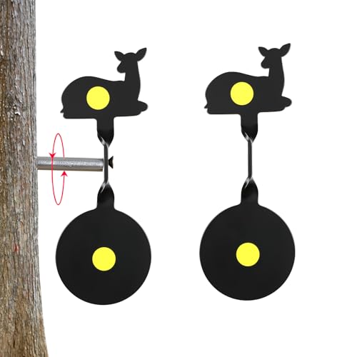 Danoib BB Gun Targets, Metal Spinning Shooting Targets with Auto Reset - Deer Silhouette for Air Rifles, BB Guns, Slingshots, Backyard Training (2 Pack)