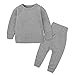 Baby Girls Boys Thermal Underwear Set Toddler Cotton Base Layer Soft Warm Solid Long Sleeve Pullover (Grey, 5-6 Years)